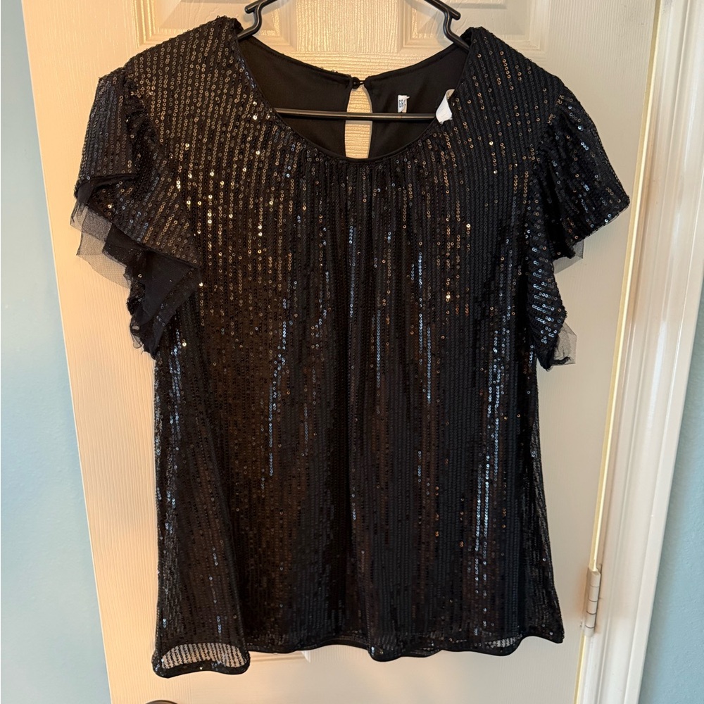 Black Sequin Women's Top
